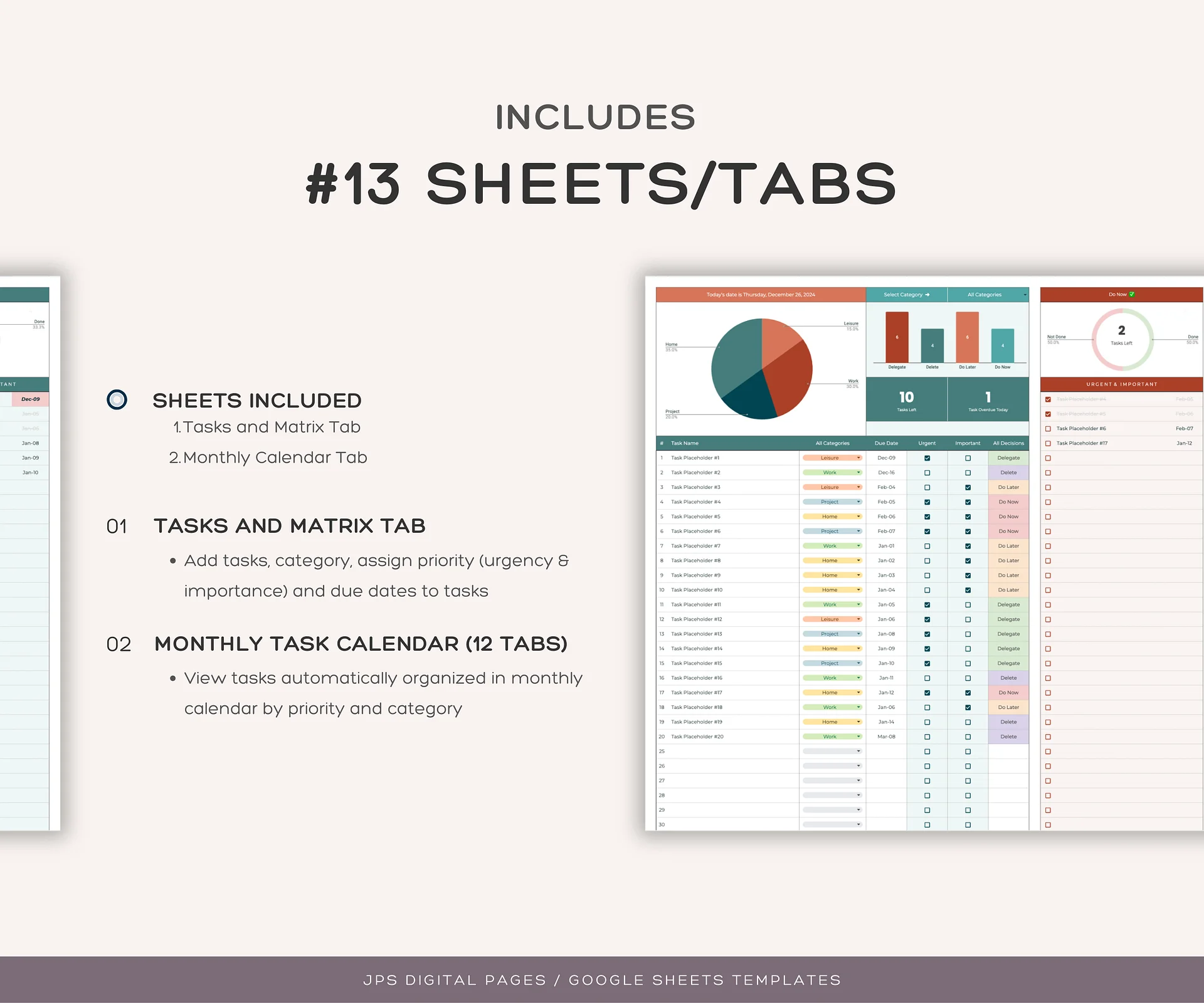 Priority Tracker Eisenhower Matrix, Google Sheets Template product image (2)