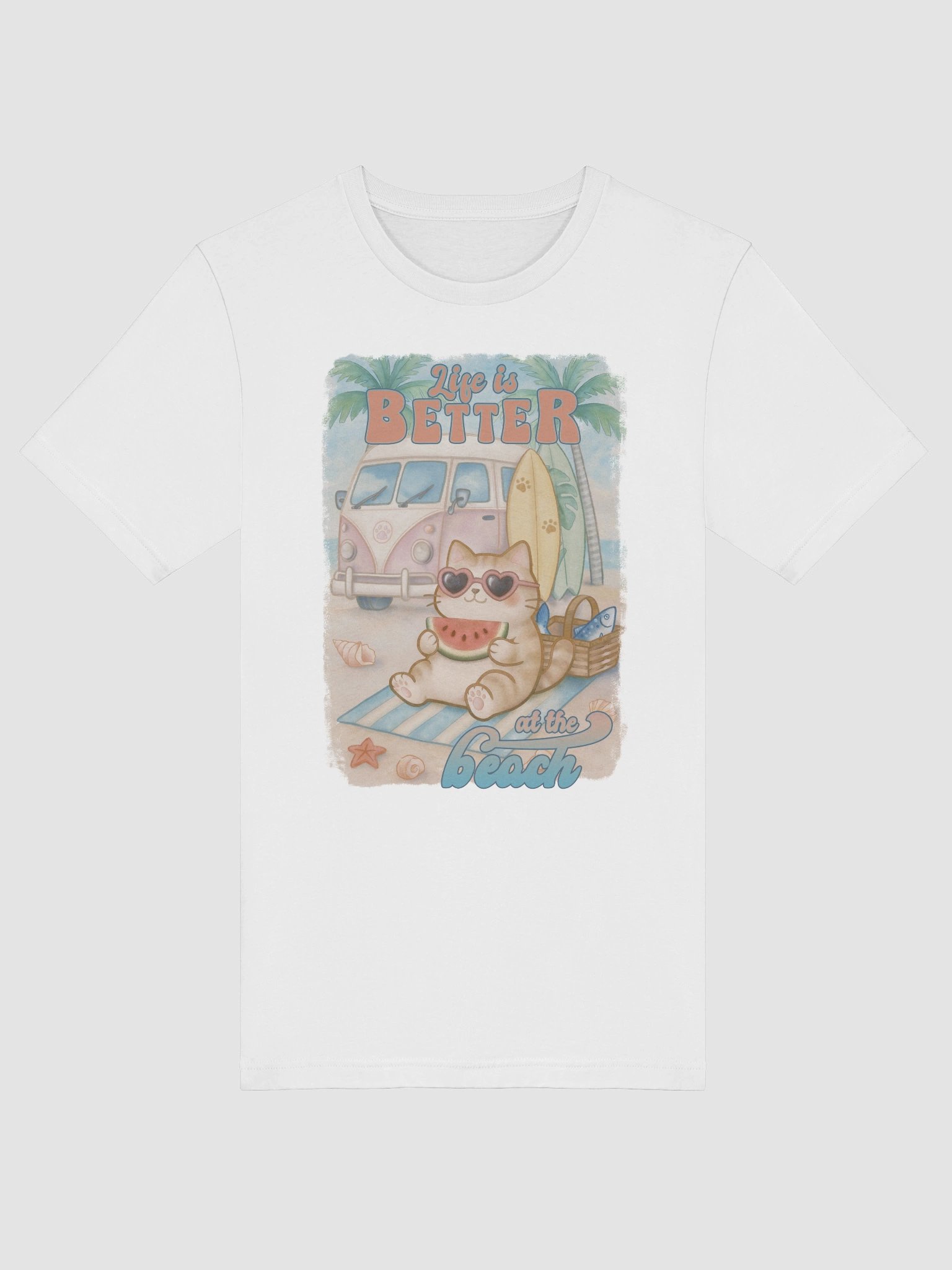 Summer Surf Cat -Unisex Tee Lightweight product image (14)