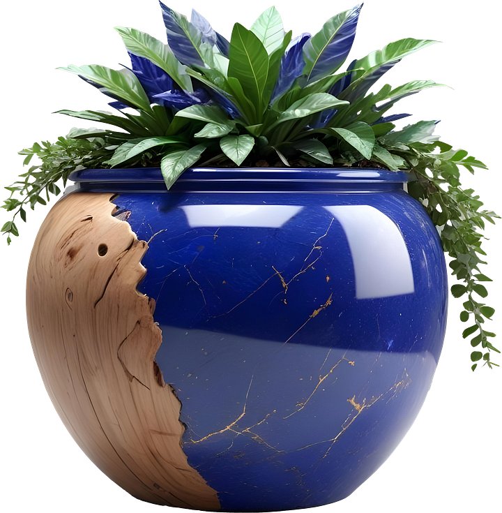 Wood & Lapis Elegance – Vase PNG product image (1)