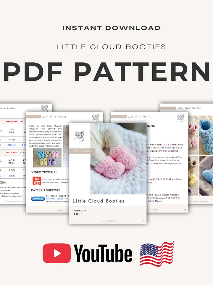 Little Cloud Booties Crochet Pattern product image (2)