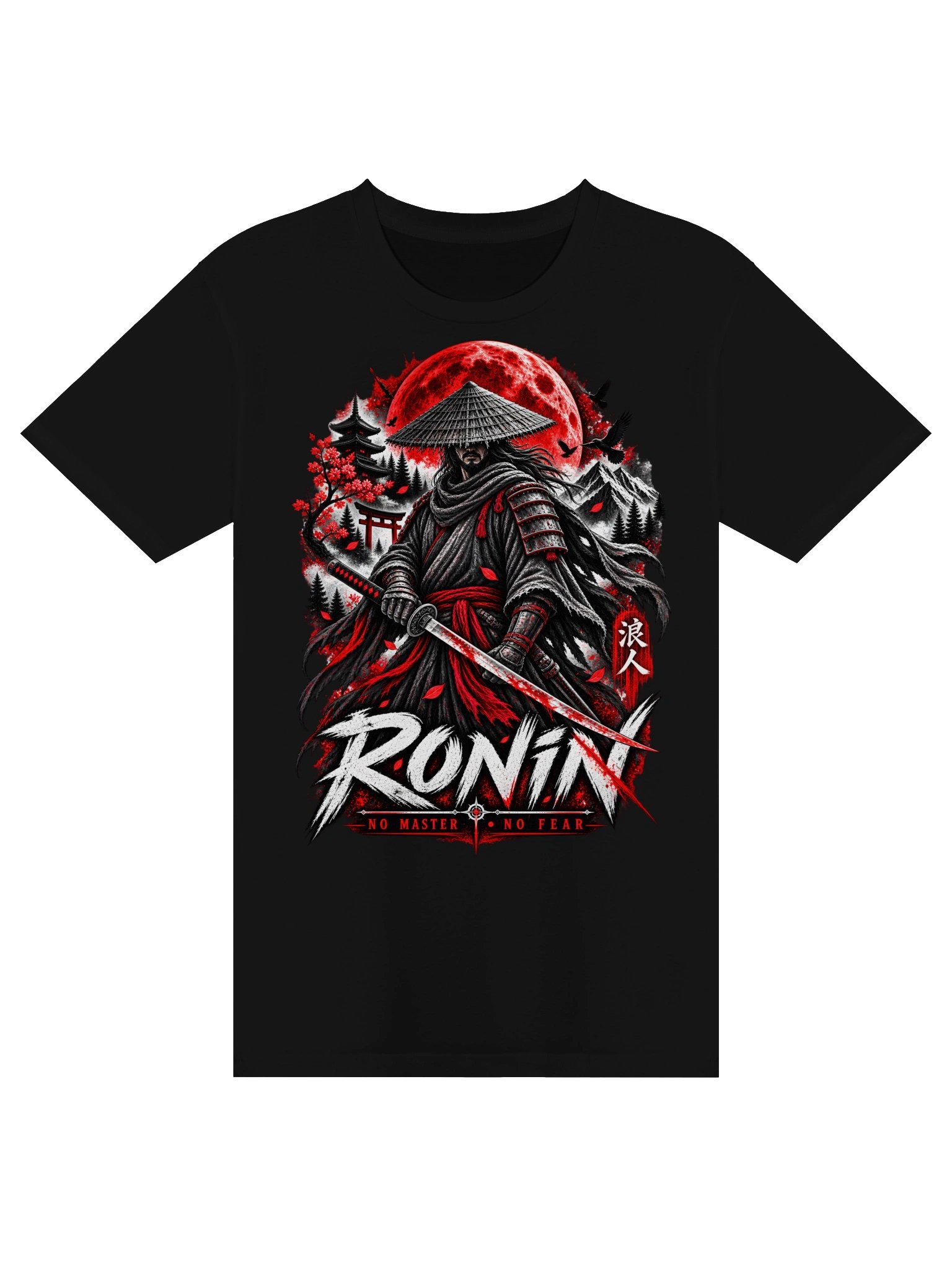 RONIN – No Master No Fear | Dark Samurai Graphic T-Shirt product image (3)
