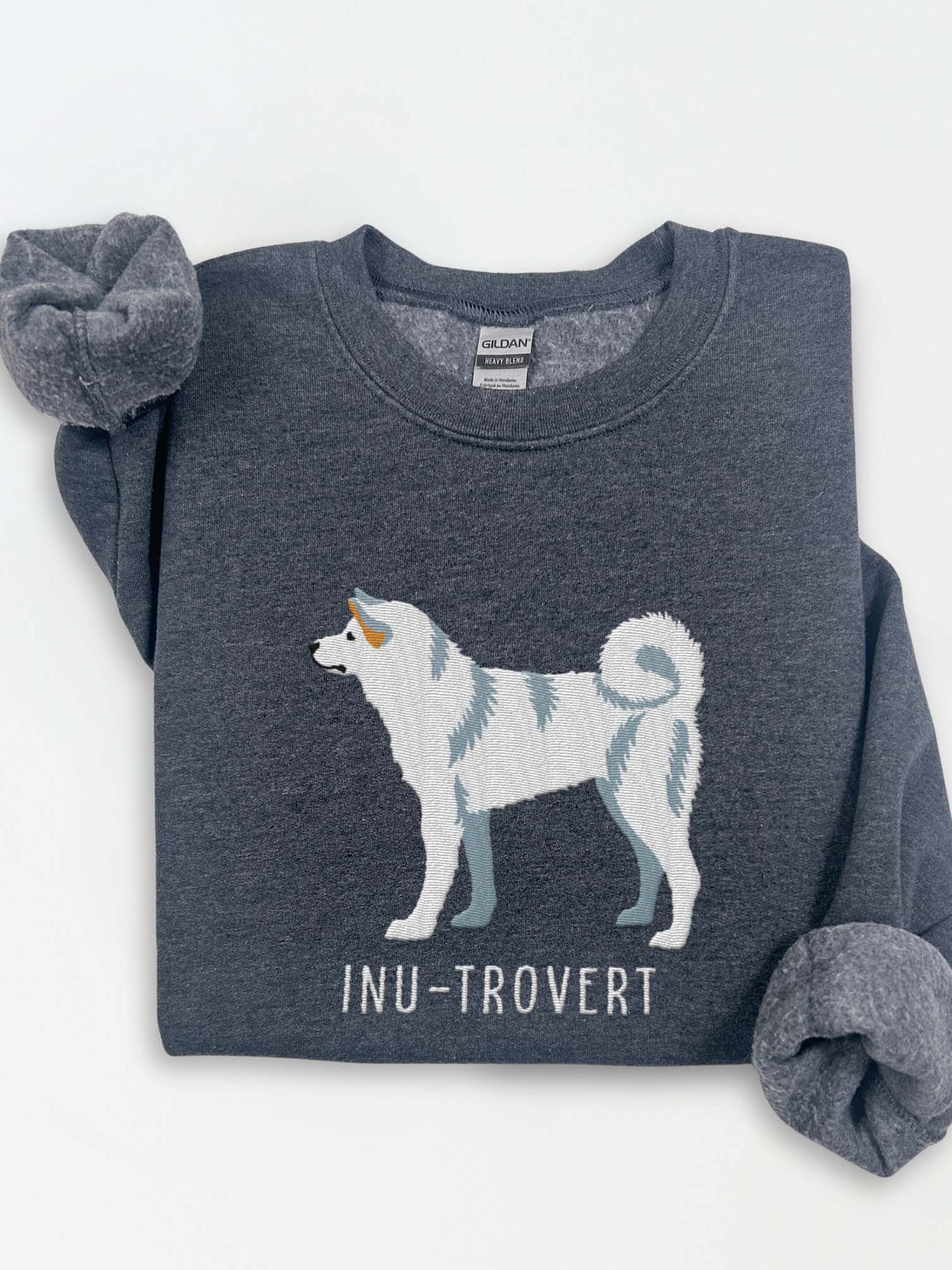 Inu-Trovert Sweatshirt (Embroidered) of a Japanese Akita Inu(White) product image (1)