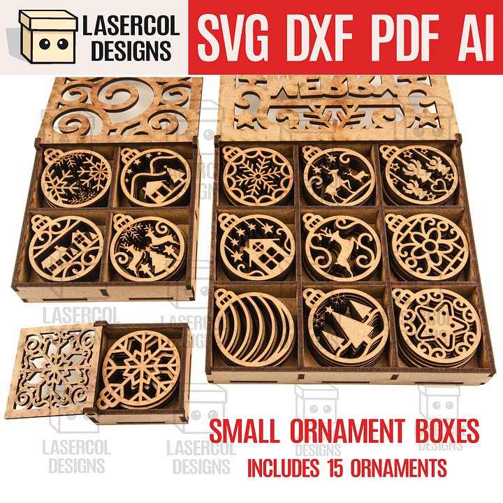 Small Ornaments Boxes - Laser Cut Files product image (1)
