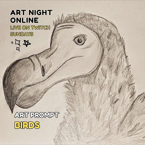 It's Sunday so we play #tunes and make #art! Join us on #Twitch NOW! Today your prompt is #Birds! Art by the amazing kensi_be...
