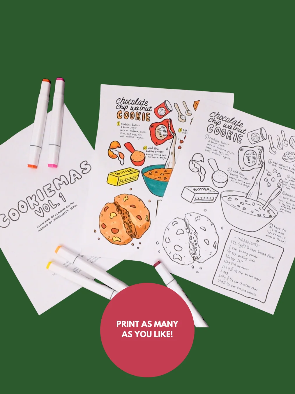 Cookiemas Vol. 1 Recipe Coloring Pages - Jeanelleats Collab (Downloadable PDF) product image (5)
