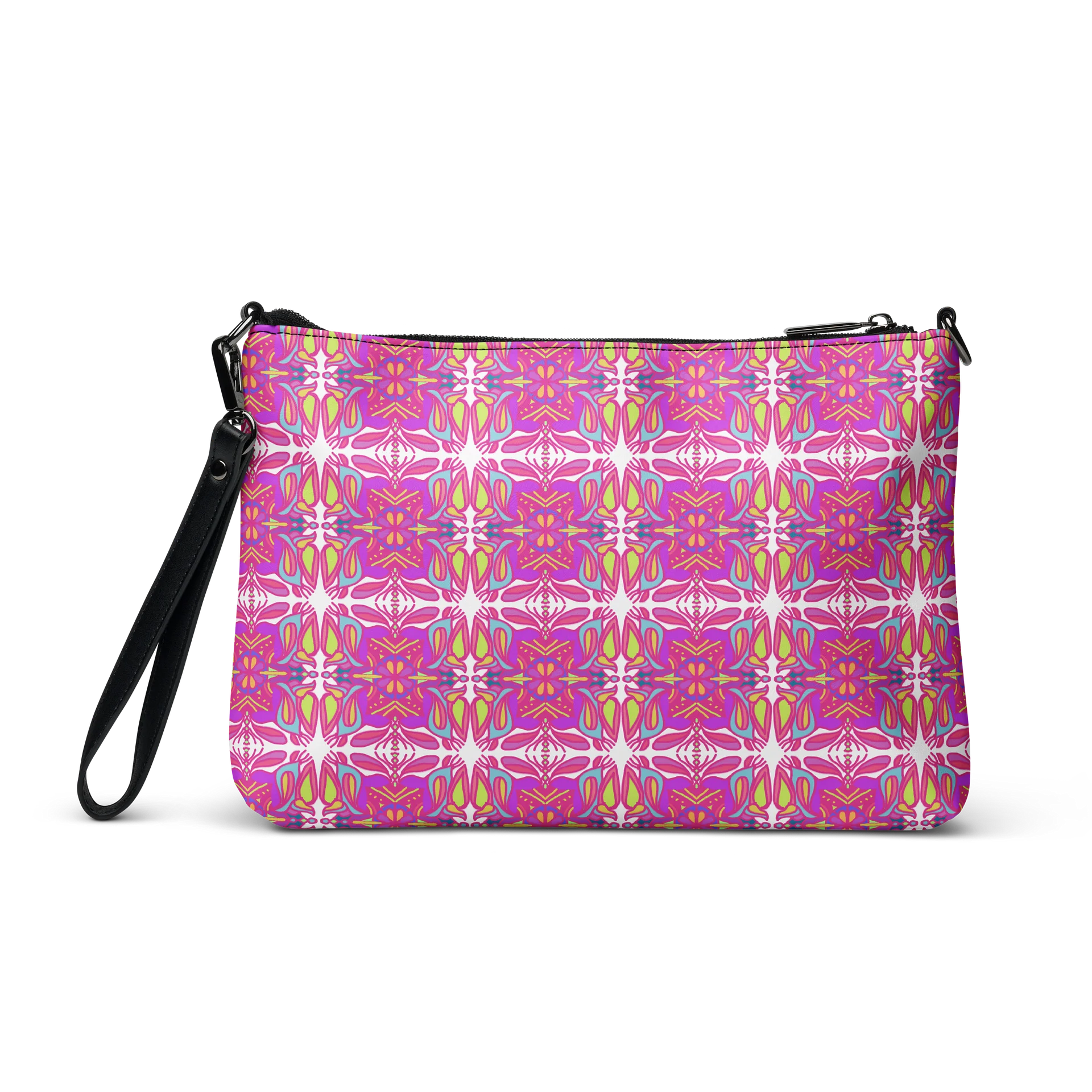 Mellow Magenta Faux Leather Crossbody Bag (White) product image (1)