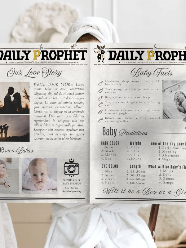 Magical Baby Announcement Newspaper 100% Customizable Template Bundle product image (3)