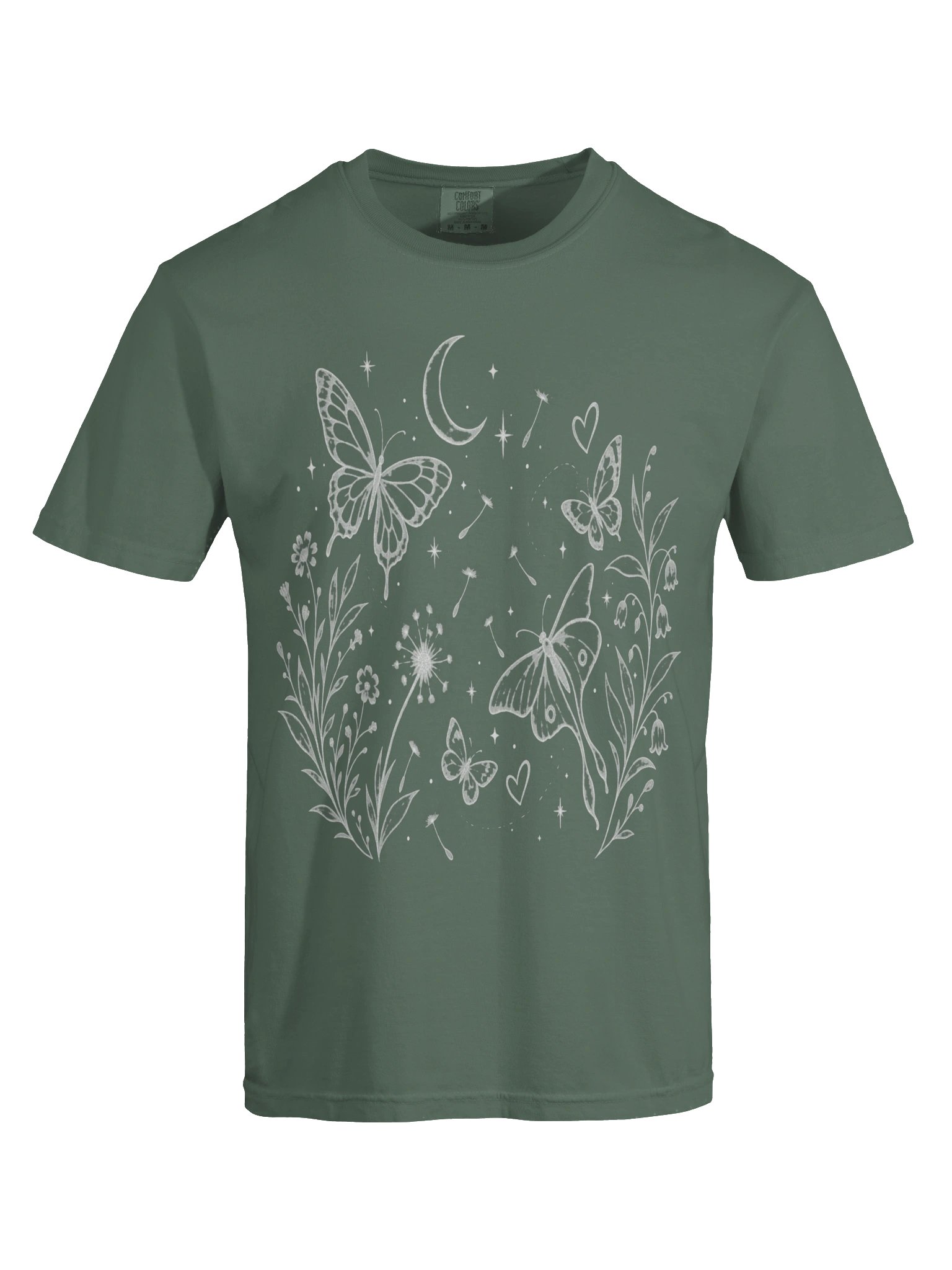Celestial Butterfly & Botanical Graphic Tee | Witchy Moon Cottagecore Shirt product image (5)