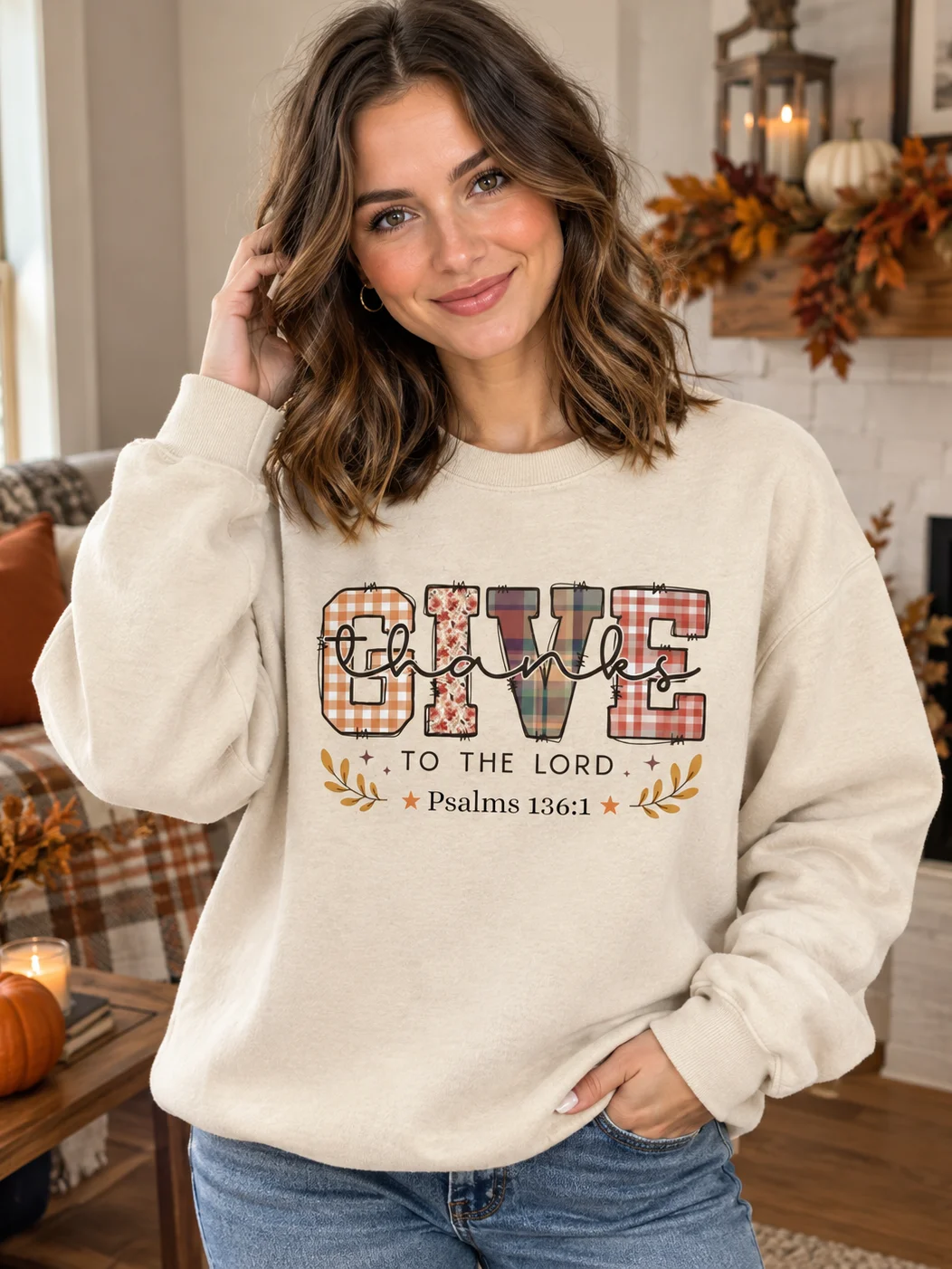 Give Thanks to the Lord Sweatshirt | Christian Thanksgiving Crewneck product image (1)