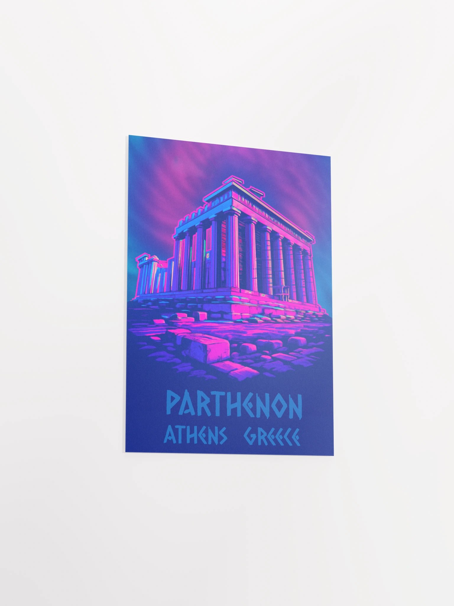 Vivid Parthenon Temple – Neon Y2K Greek Ruins Artwork Matte Poster product image (17)