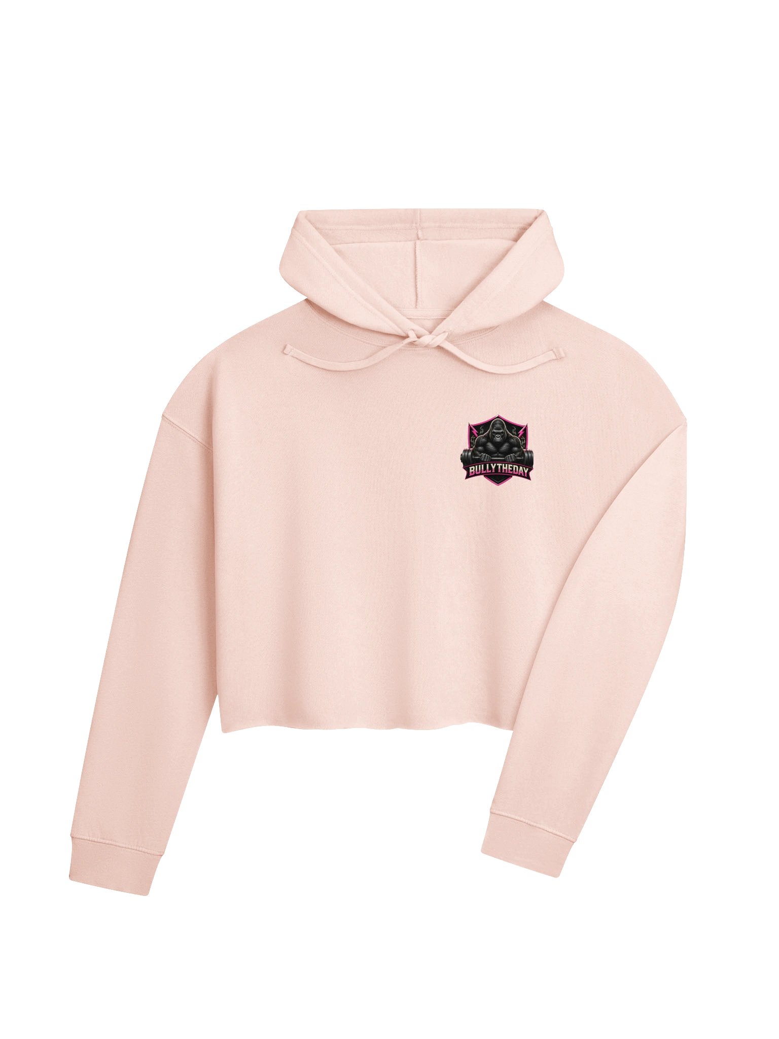 Bully The Day Crop Hoodie - Pink Crest Front product image (3)