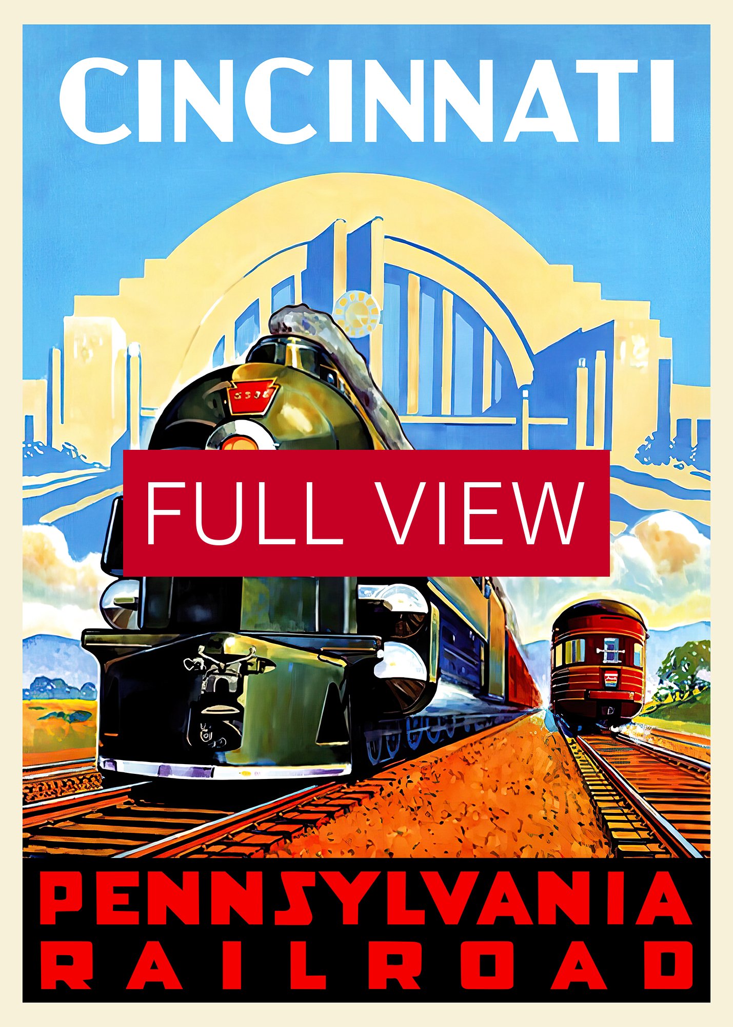 Cincinnati Pennsylvania Railroad, 1950s — retro train poster, vintage train art, train print, retro travel wall art product image (3)
