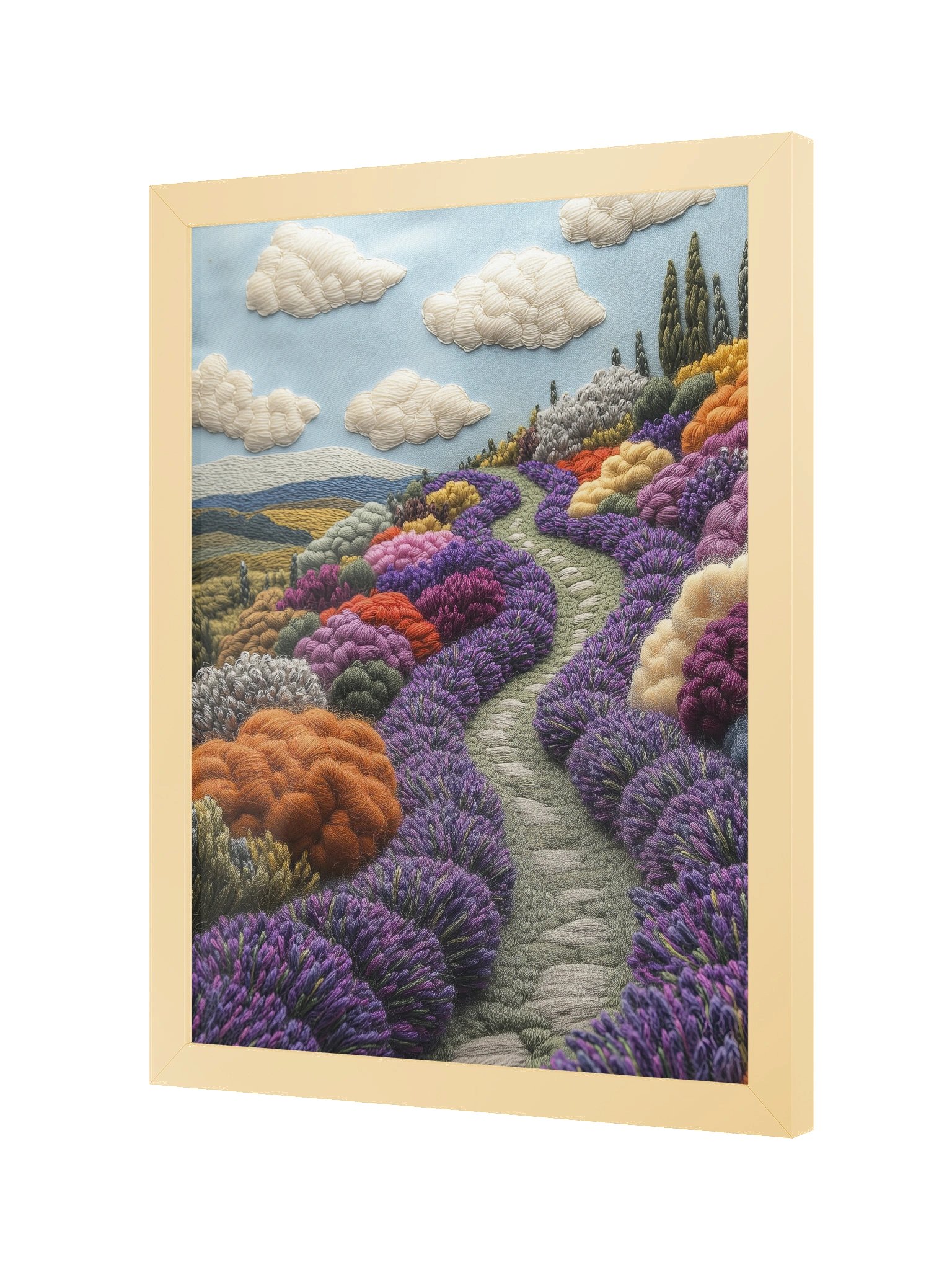 Where the Lavender Grows | Embroidery-Style Wall Art — Framed Print product image (18)