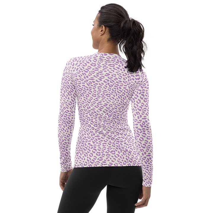 Trendy Purple Leopard Print Women's Rash Guard product image (2)