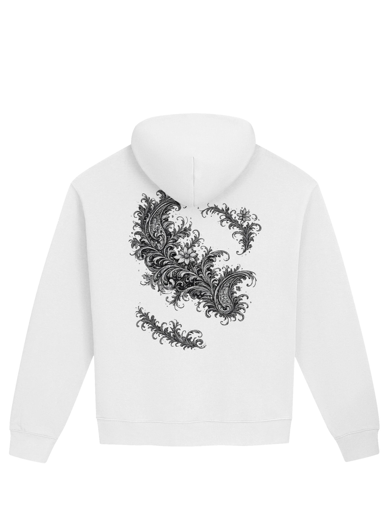 Pure Black Hoodie — Gothic Ornate Paisley Back Print Pullover product image (1)