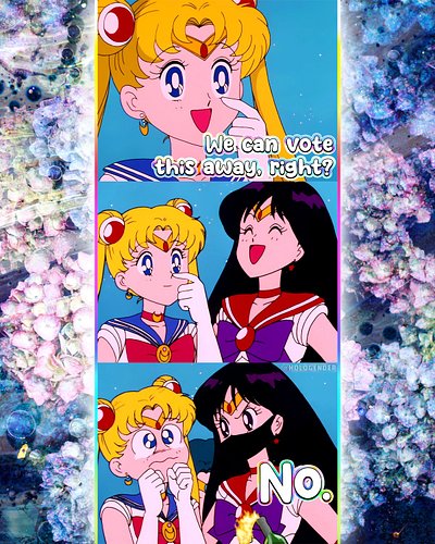 Funny how this meme stays relevant. 😌

.

ID:
Top: Sailor Moon, hopeful: 