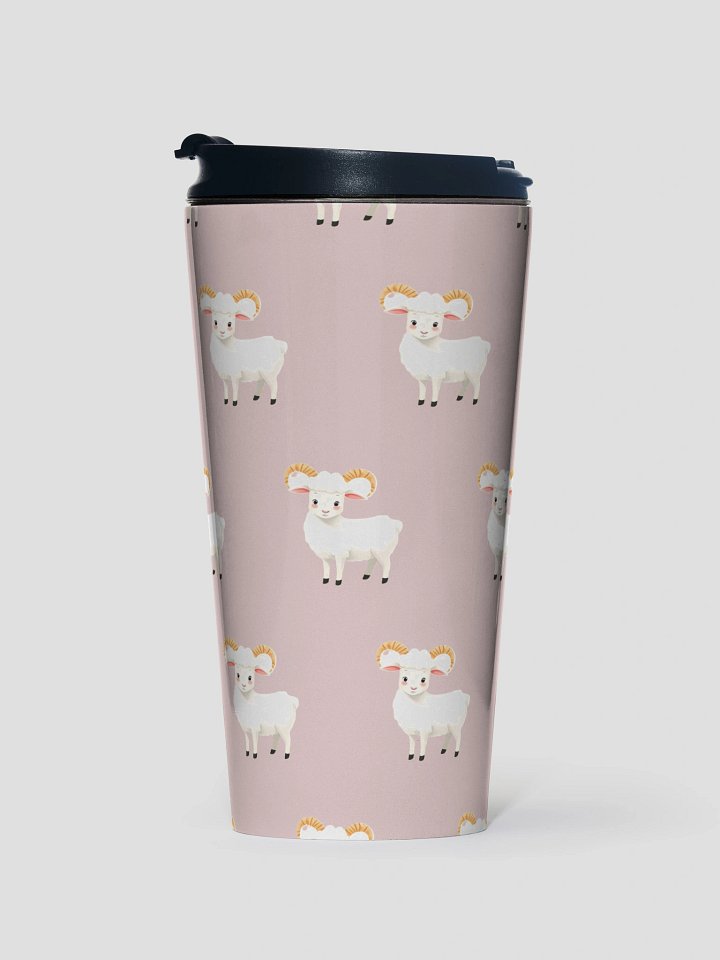 Whimsical Horned Sheep Stainless Steel Travel Mug product image (1)