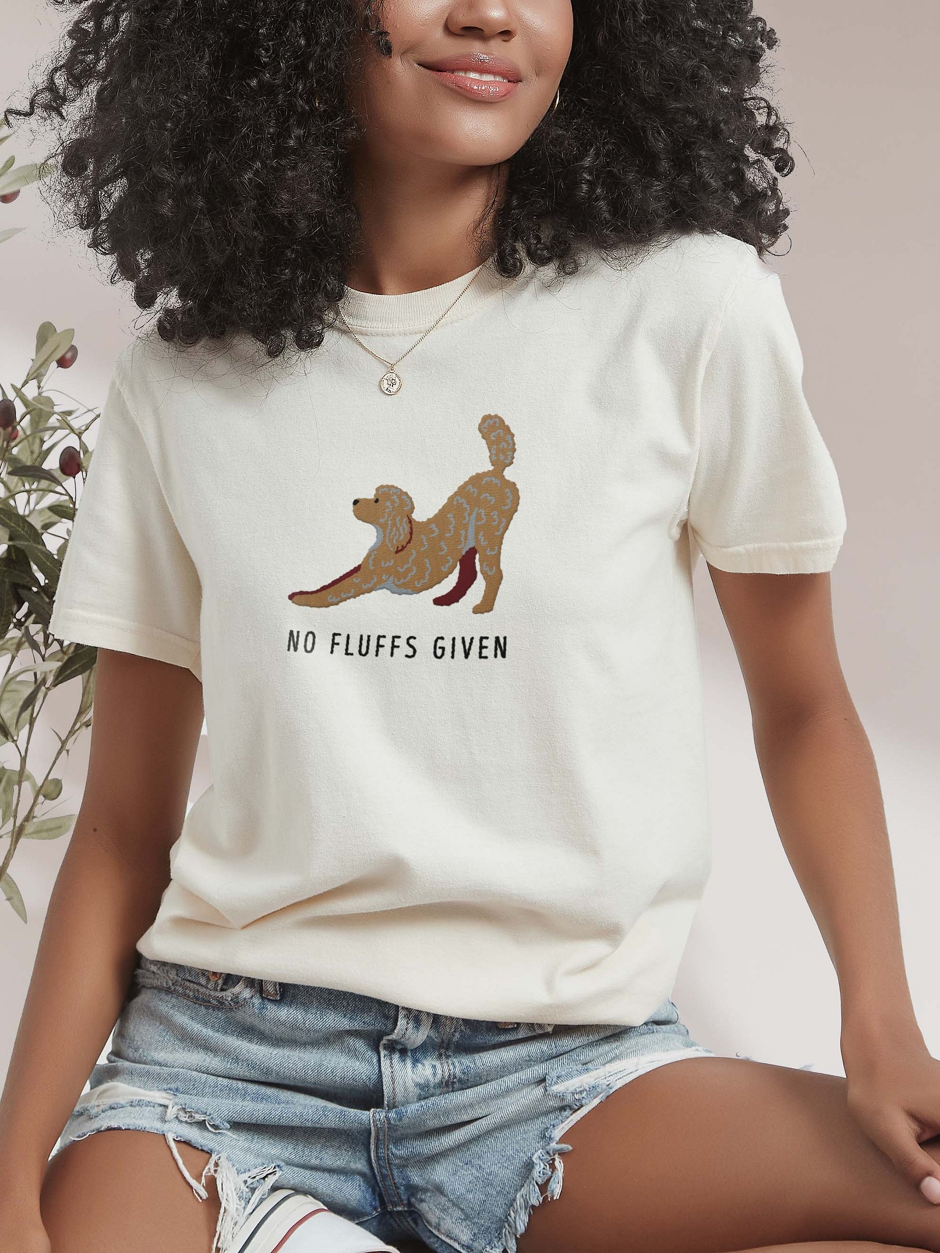 No Fluffs Given(2) T-Shirt(Embroidered) of a Standard Poodle product image (2)
