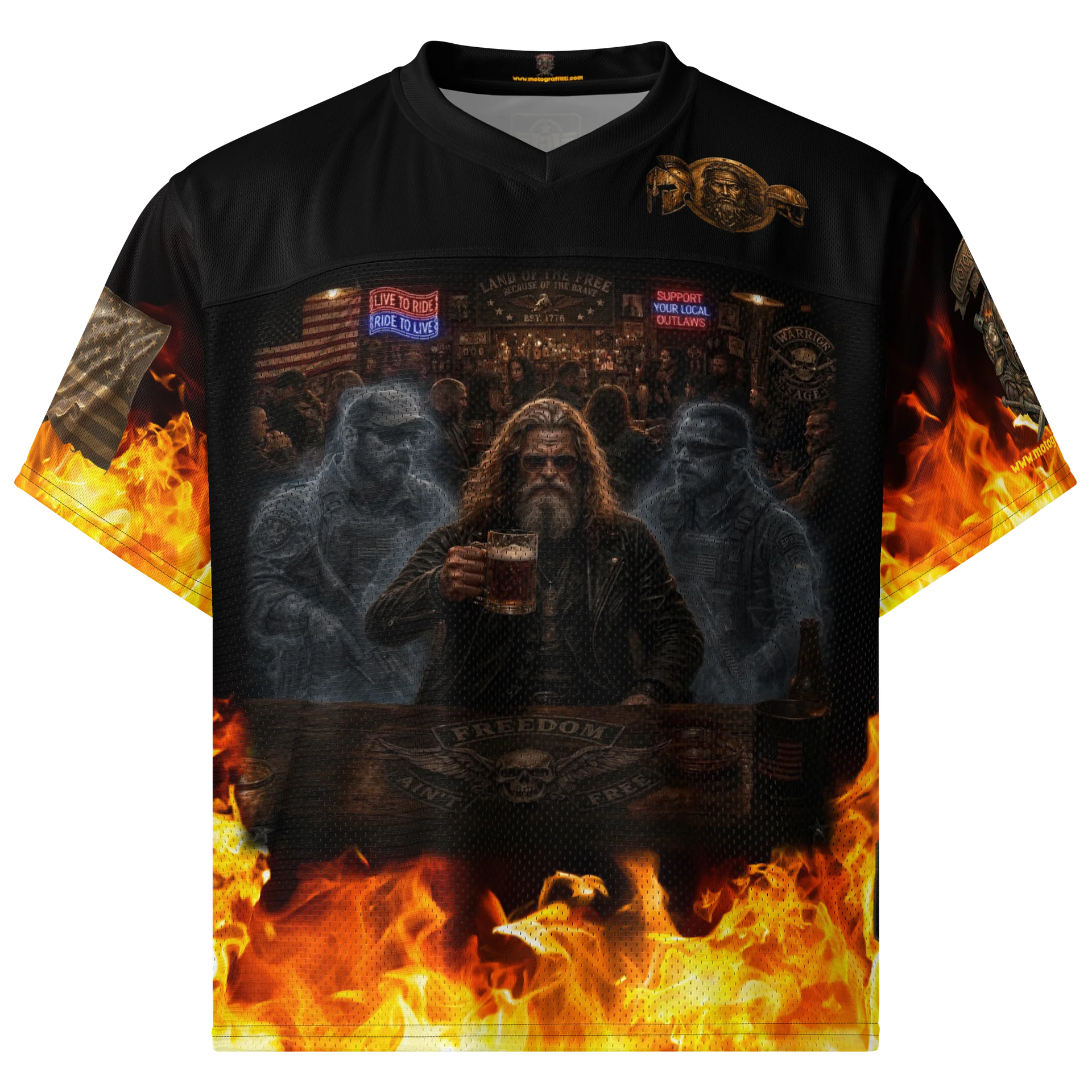 MötoGraffitti Warrior Freedom Aint Free Football Jersey product image (1)