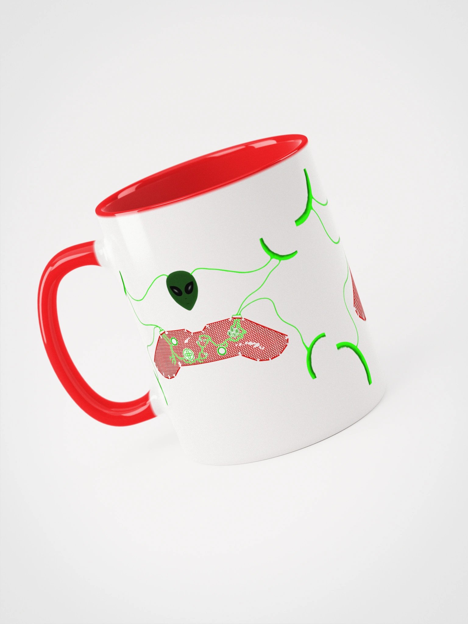 Neon Alien Game Controllers Ceramic Mug product image (6)