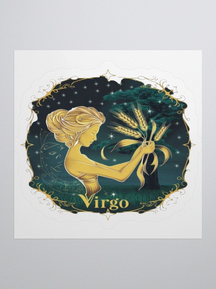 Virgo Zodiac Sticker - Maiden with Wheat & Floral - Durable Vinyl product image (2)