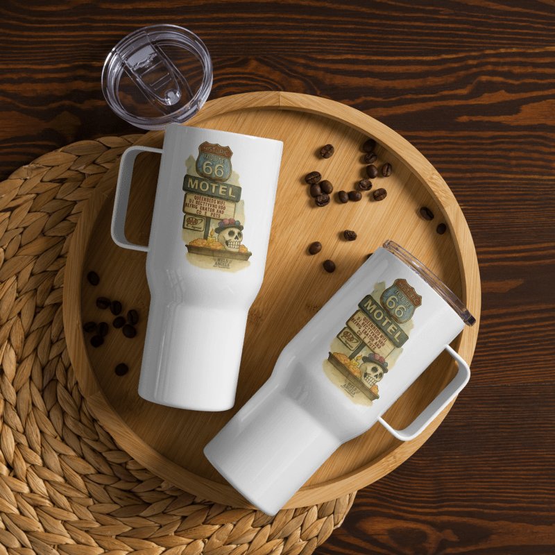 Route 66 Day of the Dead Travel Mug – Mel’s Angels Motel Skull Día de los Muertos Tumbler product image (3)