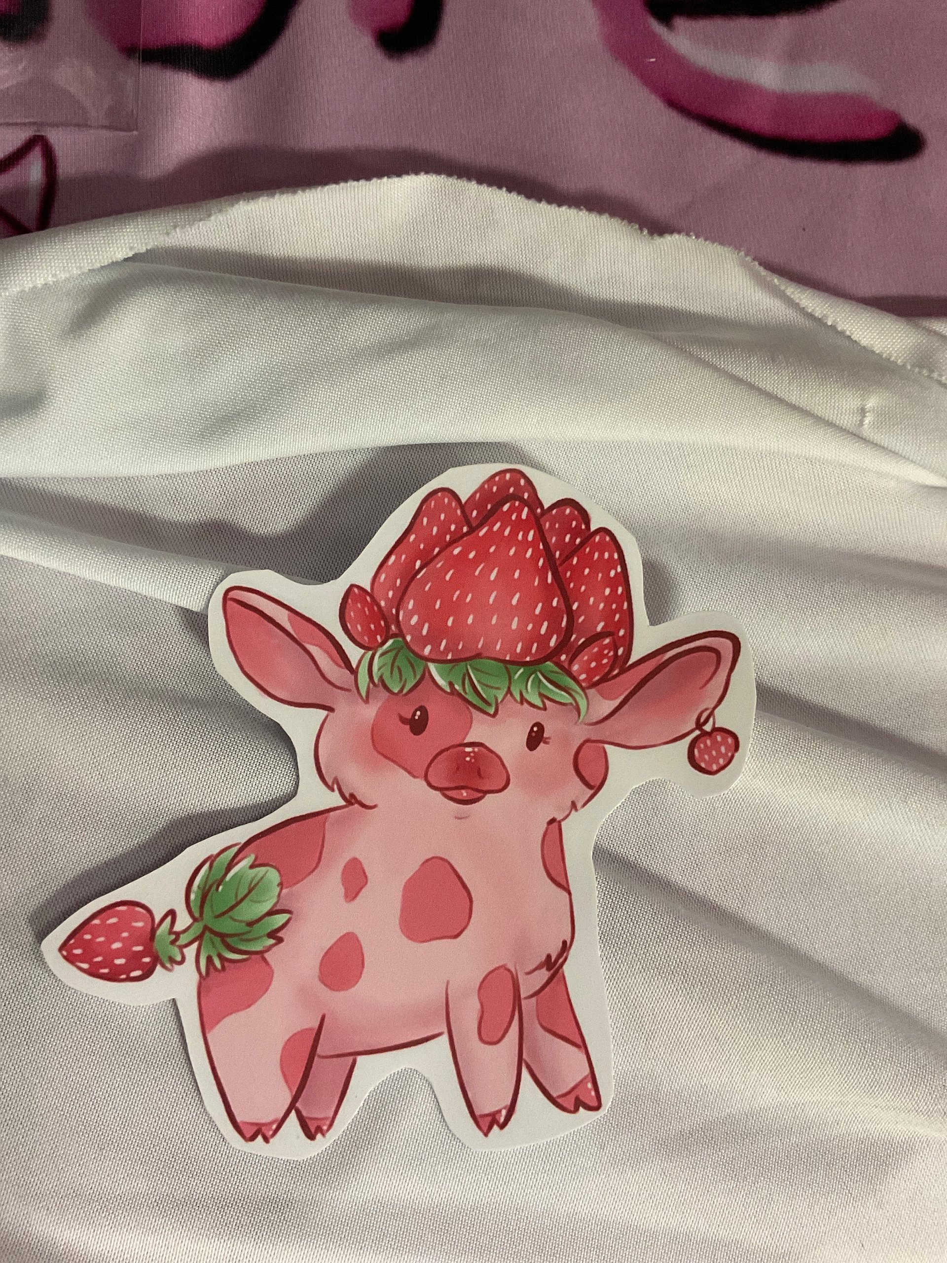Strawberry cow sticker product image (1)