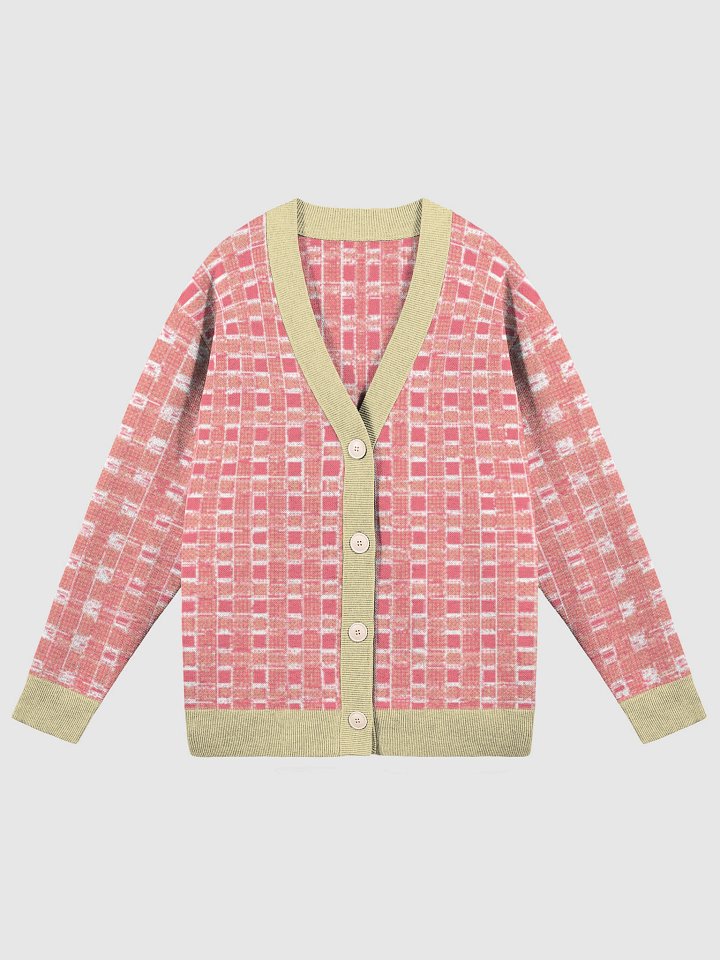 PIXEL GRID | KNIT CARDIGAN - PASTEL CORAL & CREAM product image (1)