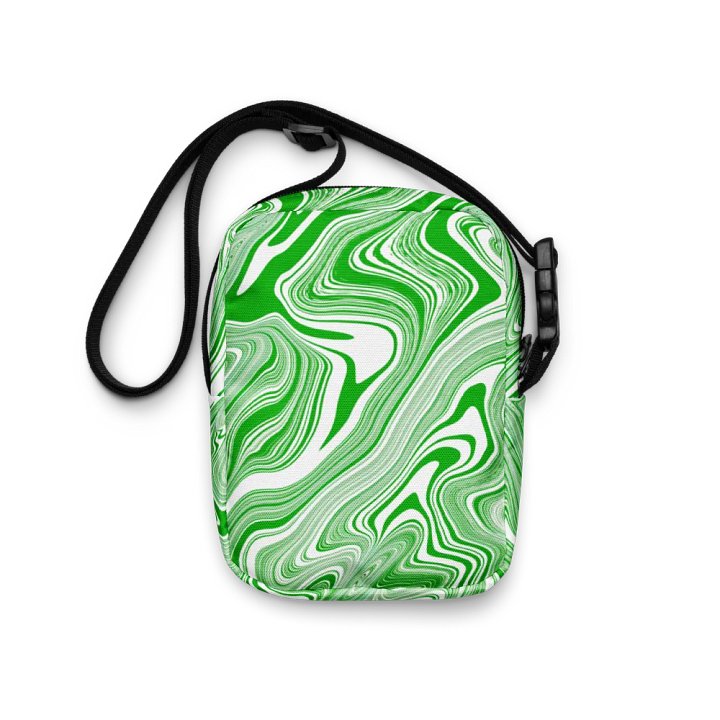 Utility Crossbody Bag - Green and White Liquid Swirls product image (1)