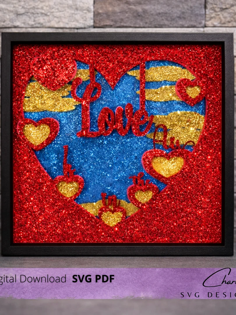3D Love Is In The Air Valentine SVG Layered Shadow Box Design product image (6)