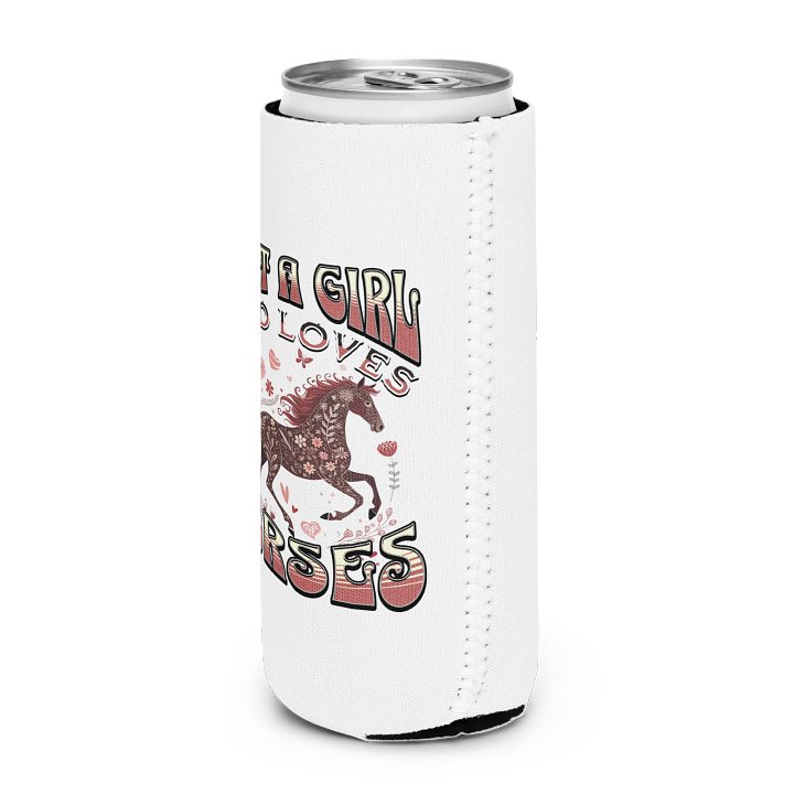Just A Girl Who Loves Horses Floral Can Cooler product image (2)