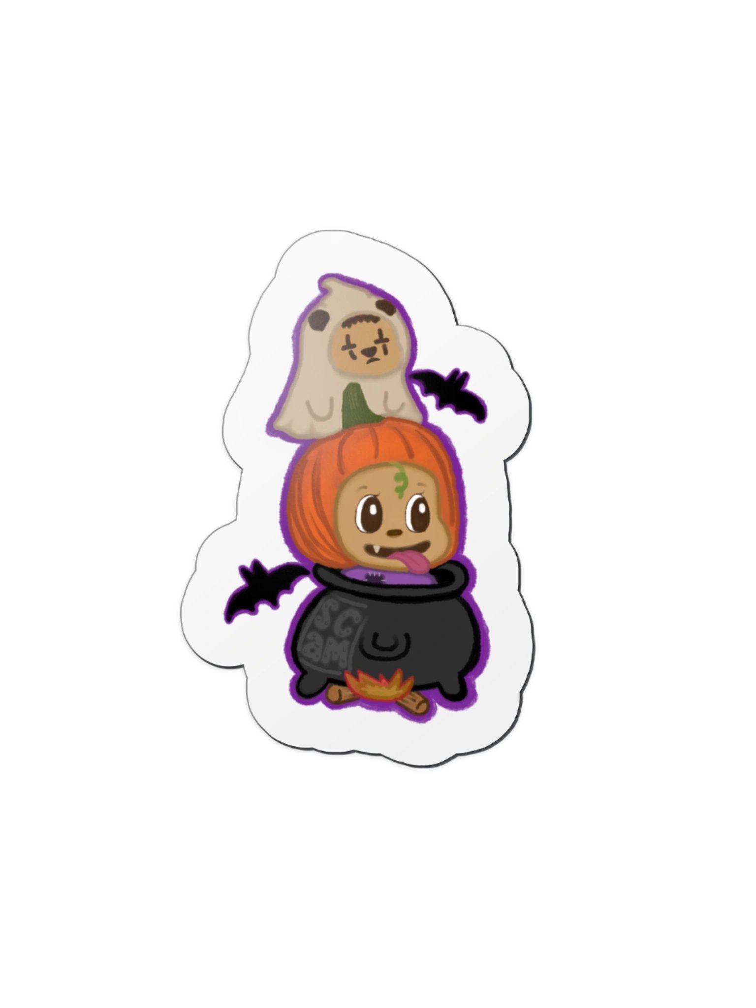 Cute Halloween Cauldron Pumpkin Gamer Ghost Magnet product image (2)