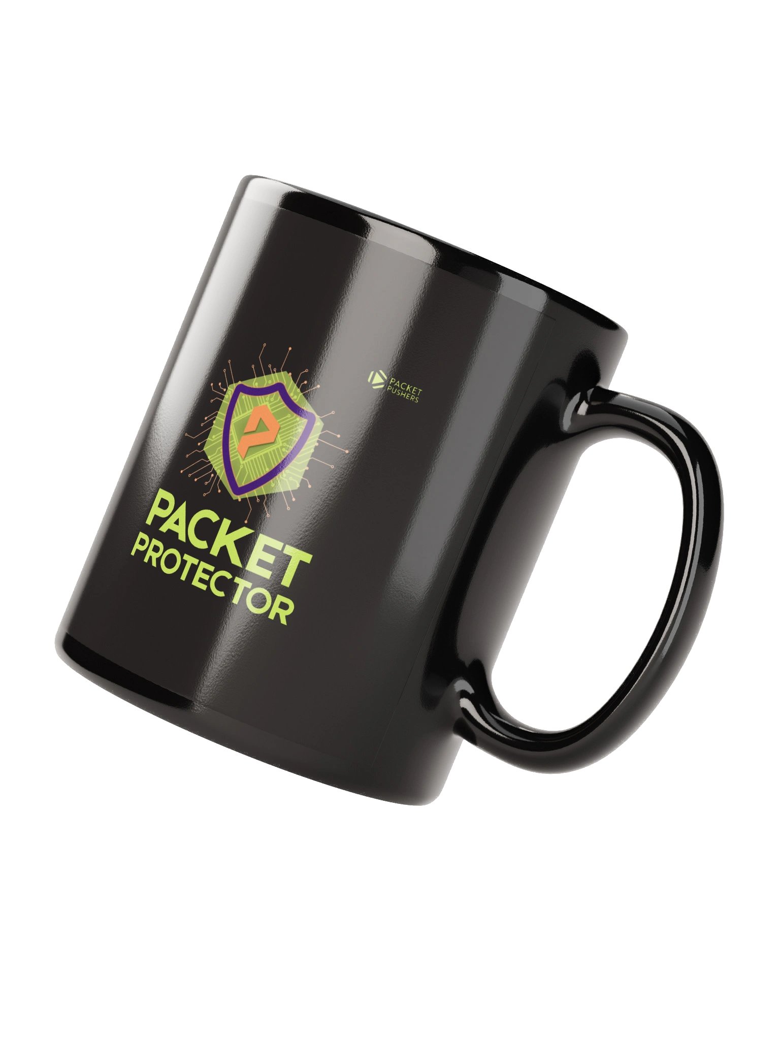 Packet Protector Shield Logo Black Glossy Mug product image (4)