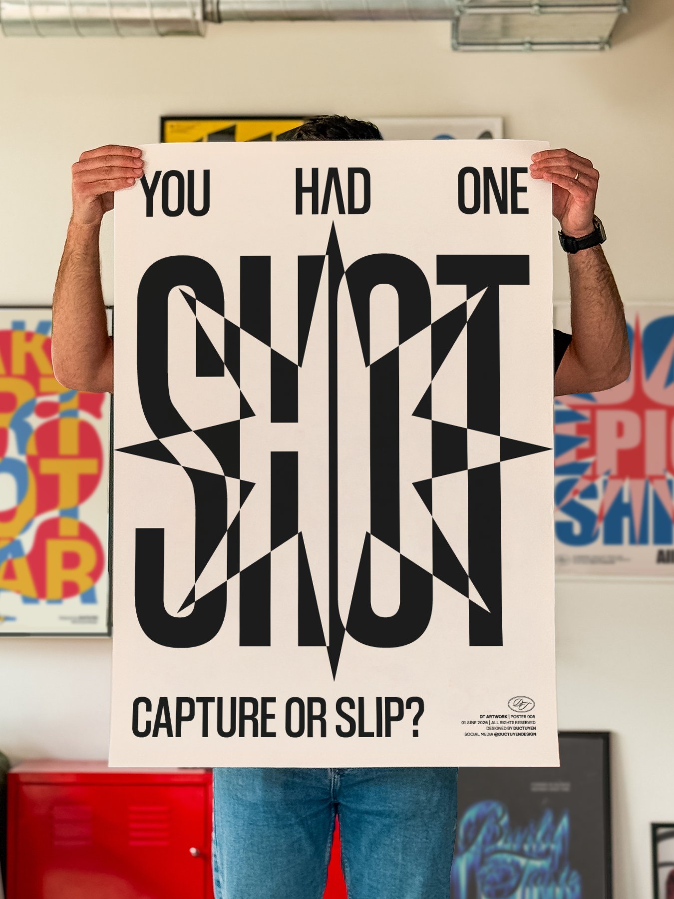 "ONE SHOT" Typography Print Poster (Unframe) product image (8)