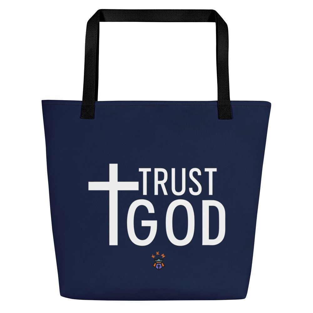Trust God Tote Bag with Pocket - Blue product image (3)