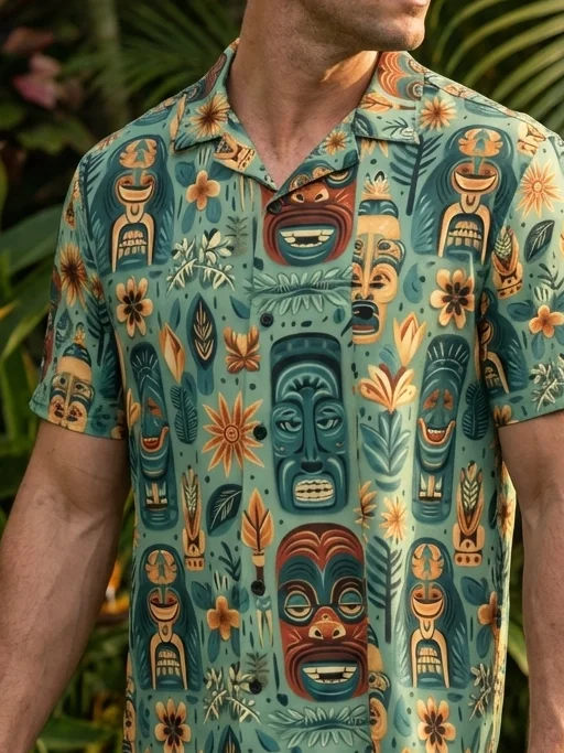 Tropical Tiki Mask Hawaiian Shirt product image (10)