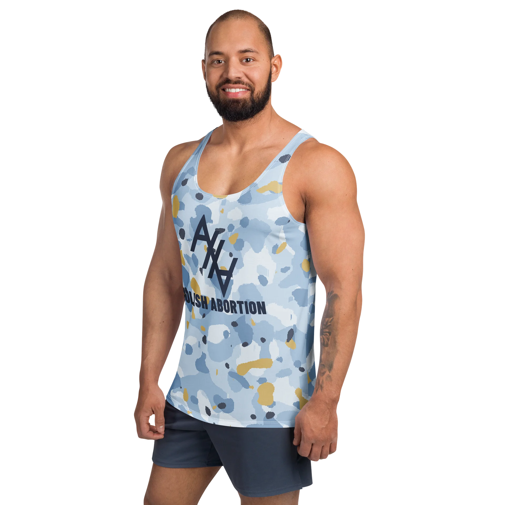 Blue & Gold Camo Tank — Abolish Abortion product image (2)