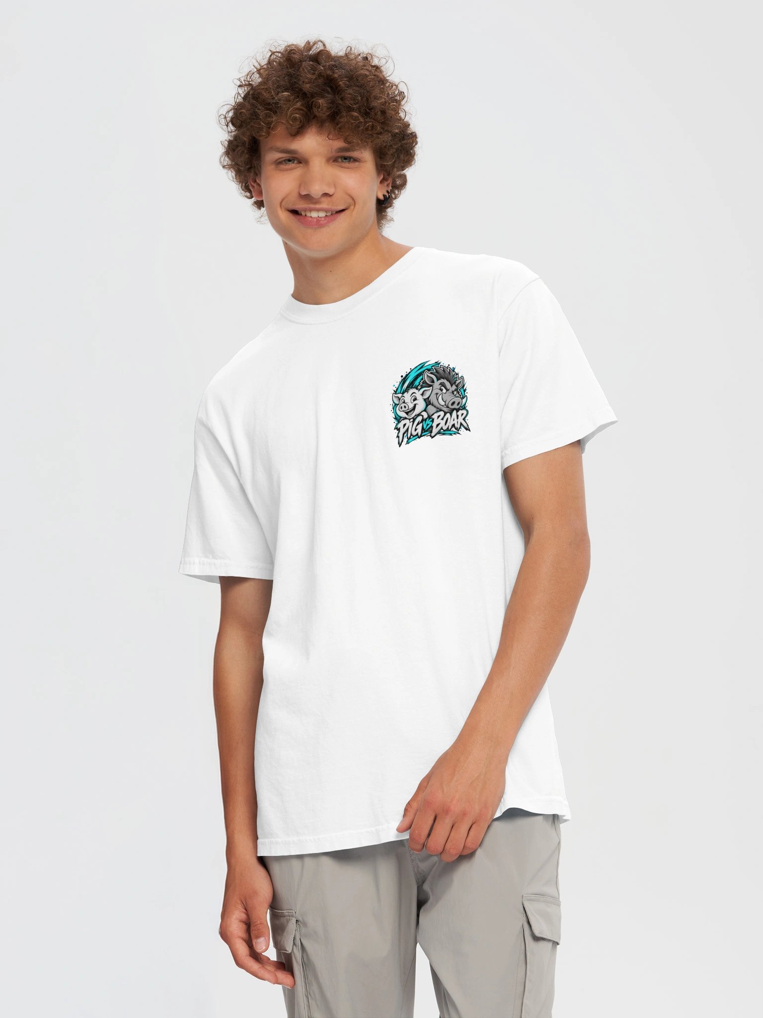 Pig vs Boar Showdown Adult Tee - Teal product image (5)