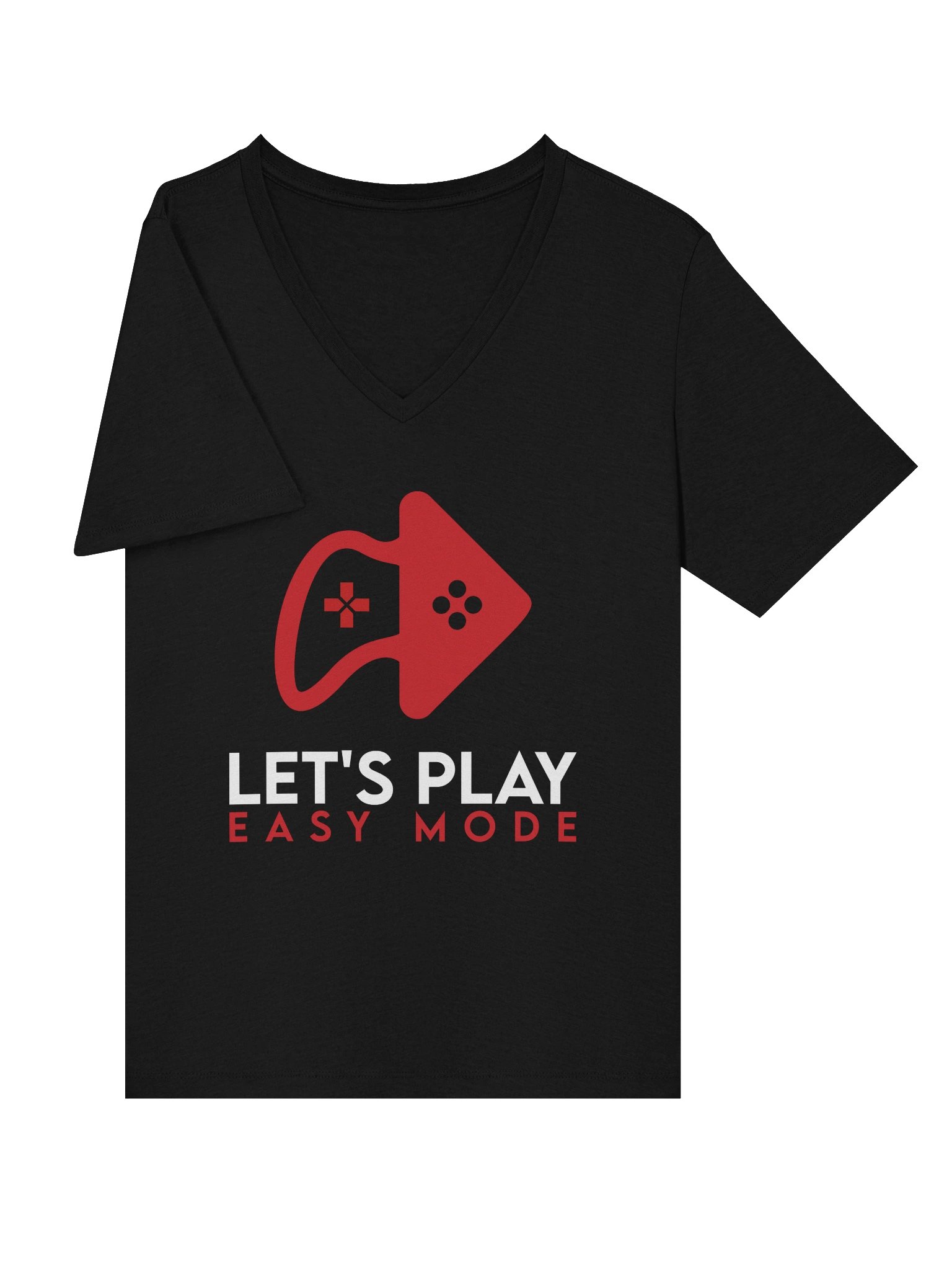 Let’s Play Easy Mode Women’s Relaxed V-Neck Tee – Black product image (6)