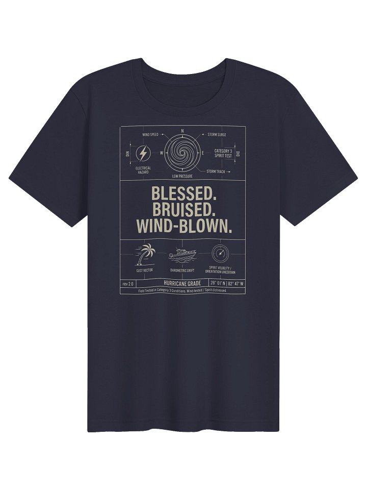 Blessed Bruised Wind-Blown Florida Hurricane Blueprint Tee product image (1)