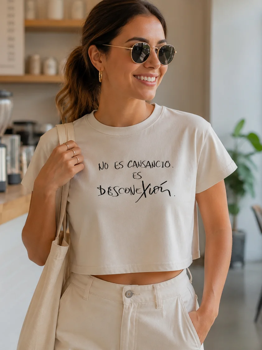 No Es Cansancio. Es Desconexión Cropped T-Shirt | Bienestar Emocional Autocuidado Crop Top product image (5)