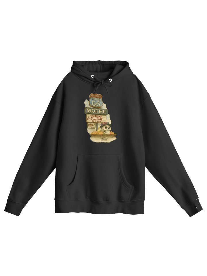 Route 66 Motel Skull Hoodie – Vintage Road Trip Día de los Muertos Sweatshirt product image (1)