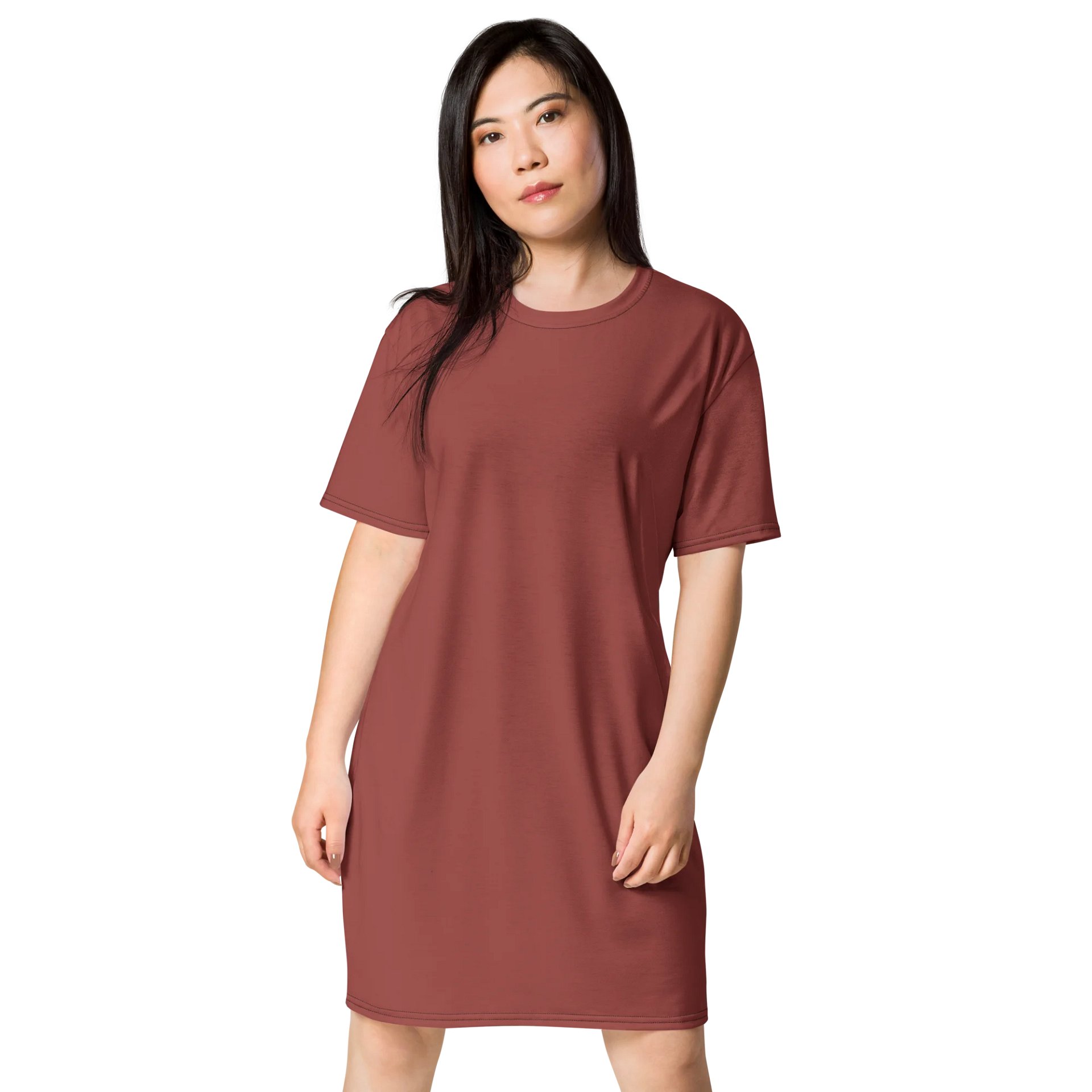 Roof Terracotta Oversized T-Shirt Dress | Stretchy Fabric | Casual or Formal Style | Sizes 2XS-6XL | Exclusive Design product image (1)