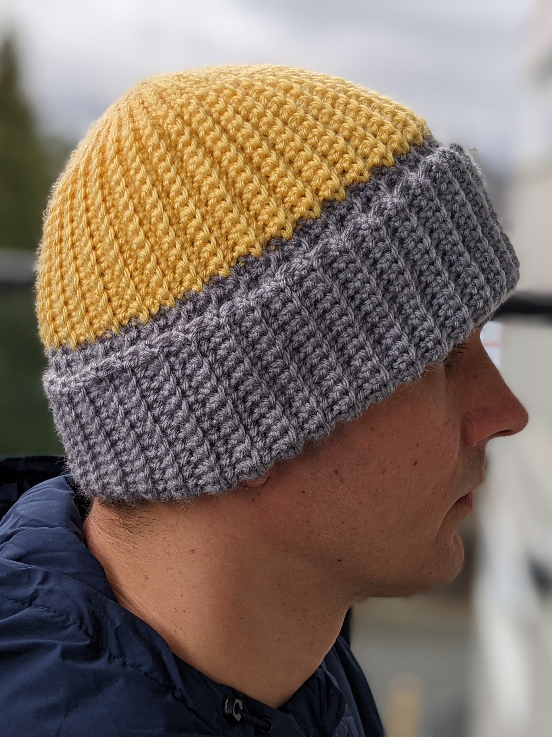 Two-Color Crochet Men’s Hat Pattern with Double Brim product image (3)