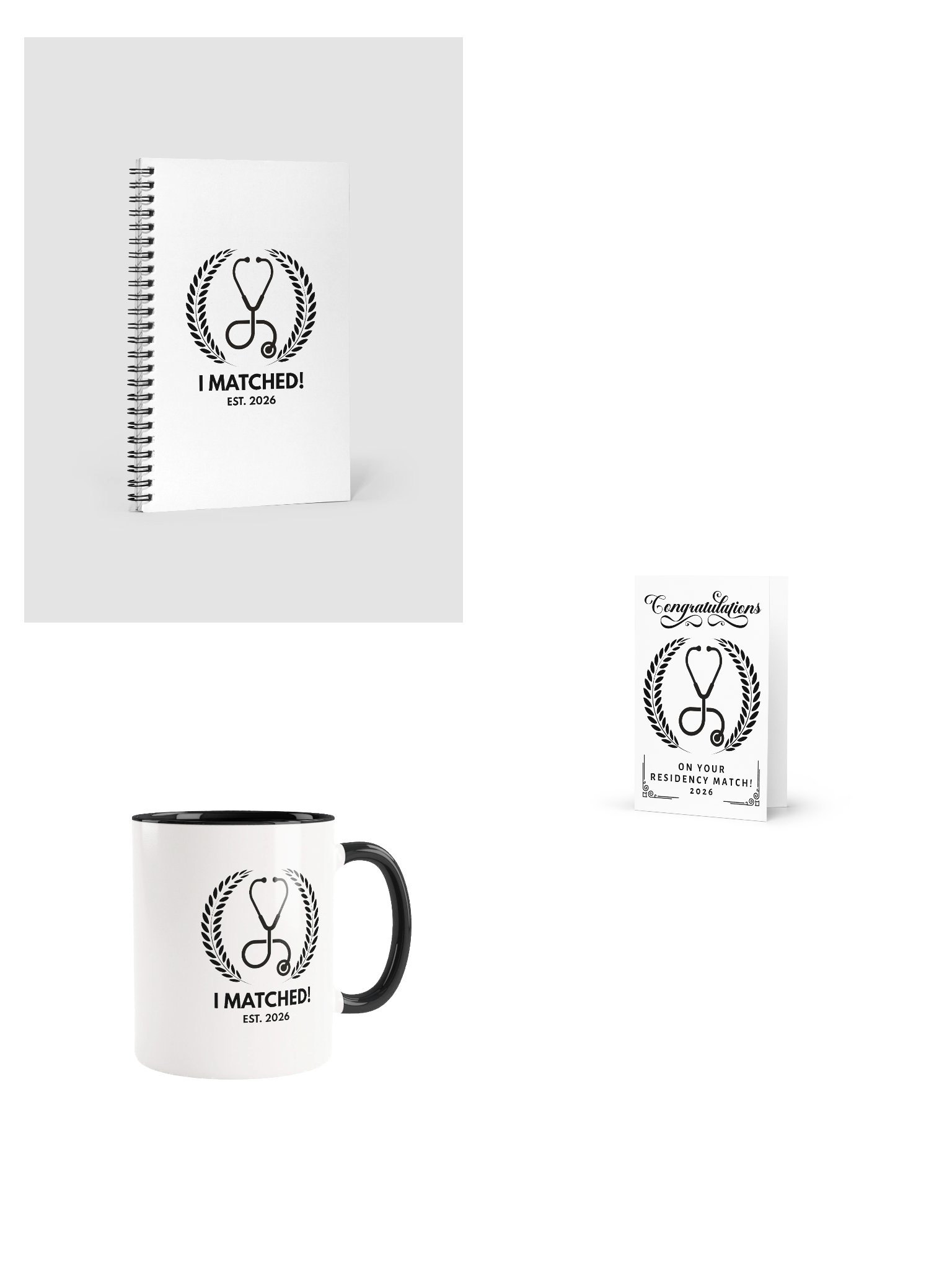 Match Day Gift Bundle Future Doctor Residency Matching Greeting Card Coffee Mug and Notebook product image (2)