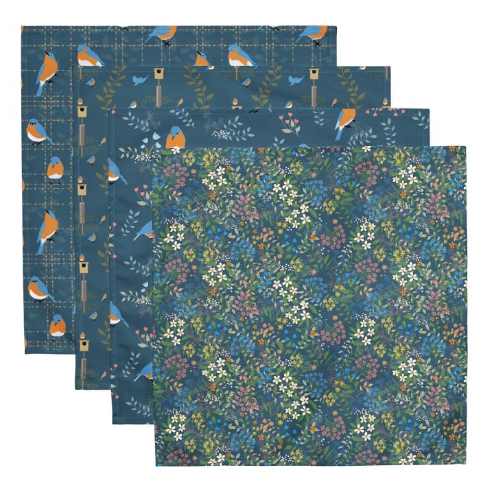 Variety Set of 4 Napkins Featuring Midnight Blues Bluebirds product image (1)