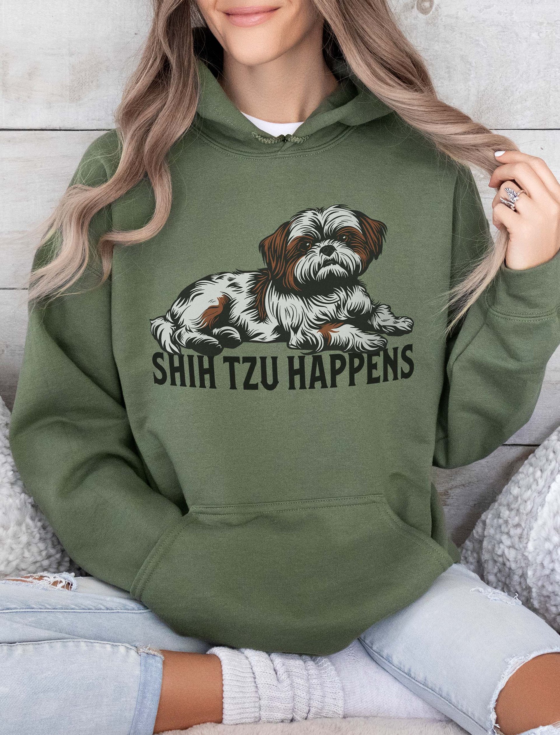Shih Tzu Happens Hooded Sweatshirt | Funny Hoodie Design for Shih Tzu Paw-Rents product image (2)