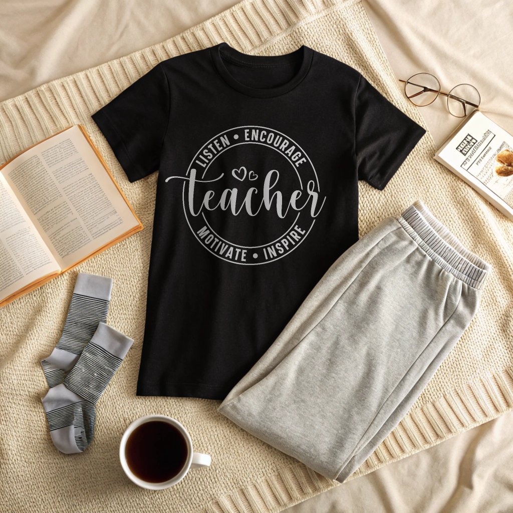 Teacher Listen Encourage Motivate Inspire - Women's Black T-Shirt product image (6)
