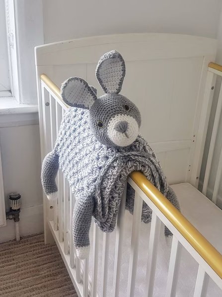 Woodland Bunny Baby Blanket Crochet Pattern - Pram Toy Security Blanket PDF - Crafting Happiness product image (2)