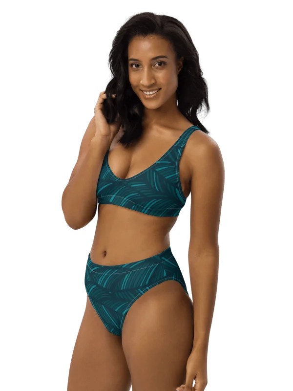 His House Womens High Waisted Bikini Set - Shadow Leaf product image (1)